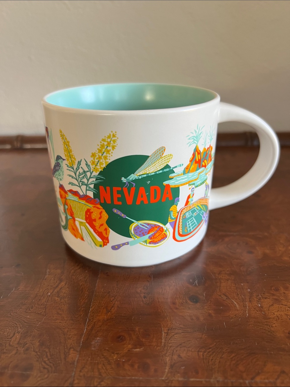 Starbucks Nevada Discovery Series 2024 State Mug - White Exterior Teal Interior